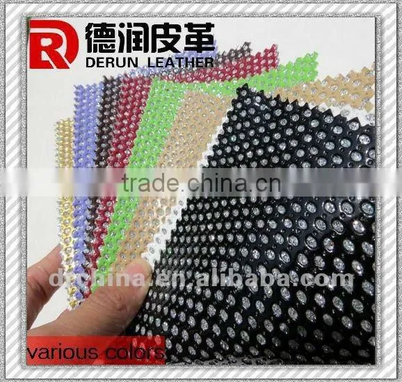 2013 fashion DERUN punching glitter leather fabric for bags
