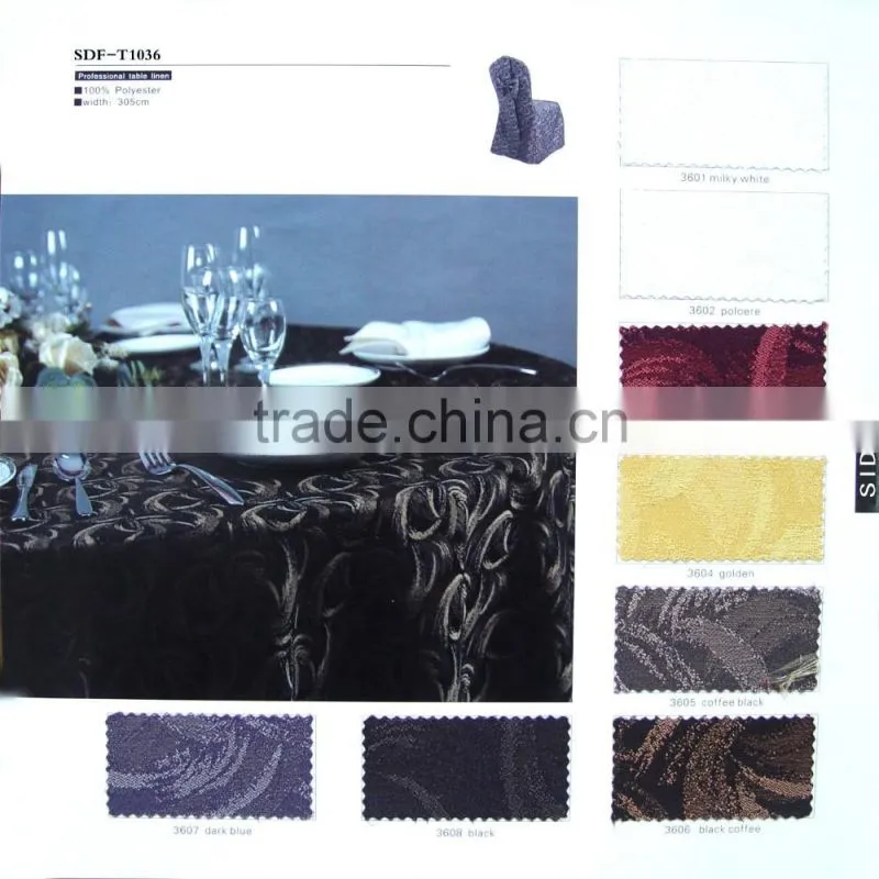 Wholesale customized Table Linens Polyester Jacquard round black TableCloths Damask cloth Table Covers