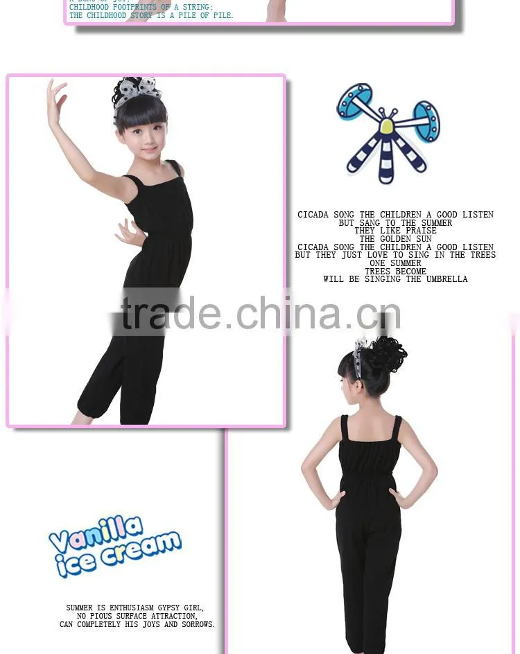 Child Ballet Leotard Jumpsuit Children Cotton Gymnastic Suspenders Pants Training Ballet Dancewear