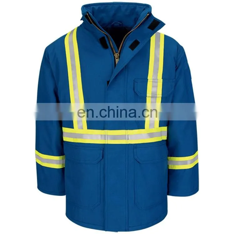 Nomex IIIA Aramid Flame retardant High visibility winter jacket workwear uniforms with reflective tapes