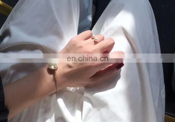 2PCS/Set Contracted design Beautiful and Elegant Pearl Zircon Women's Pearl Finger Ring