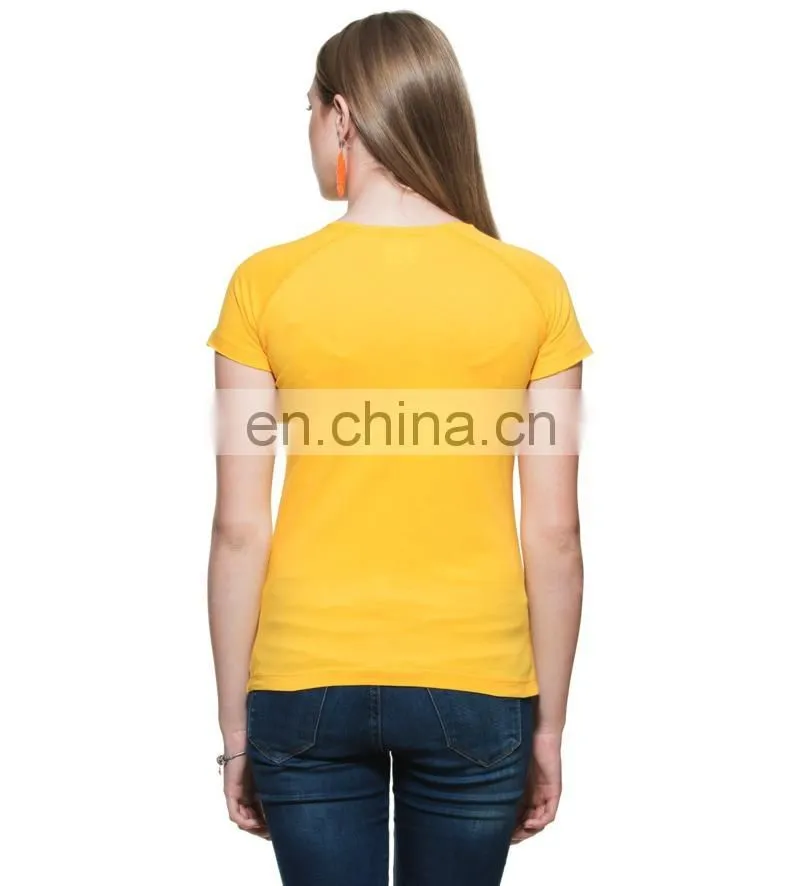 2015 Yellow Raglan Sleeve T-shirt Top quality cotton,female short sleeve raglan t shirt wholesale