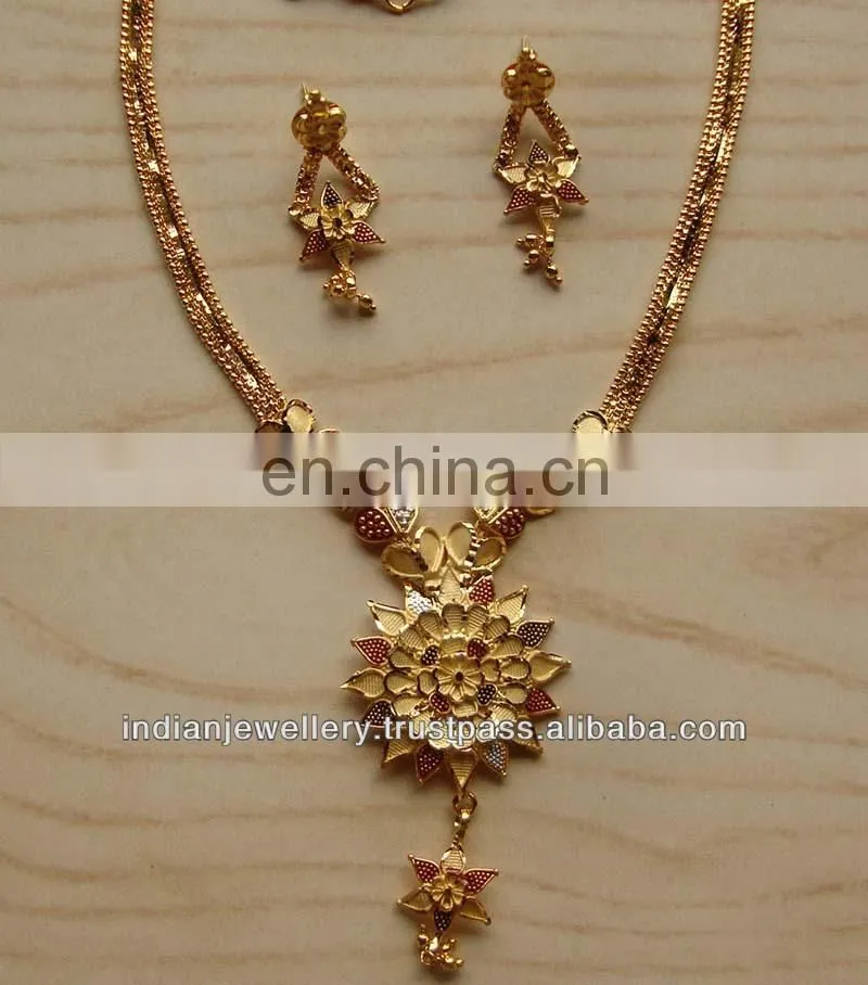Goldplated necklace jewelry set manufacturer, gold-plated necklace fashion jewellery sets exporter