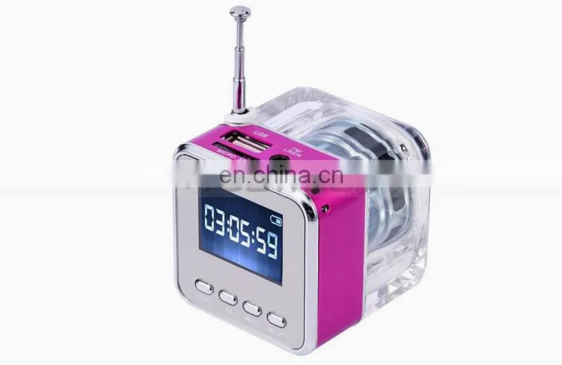 Antenna FM Radio 16G Memory MP3 Player Mobile Mini Portable Crystal Speaker