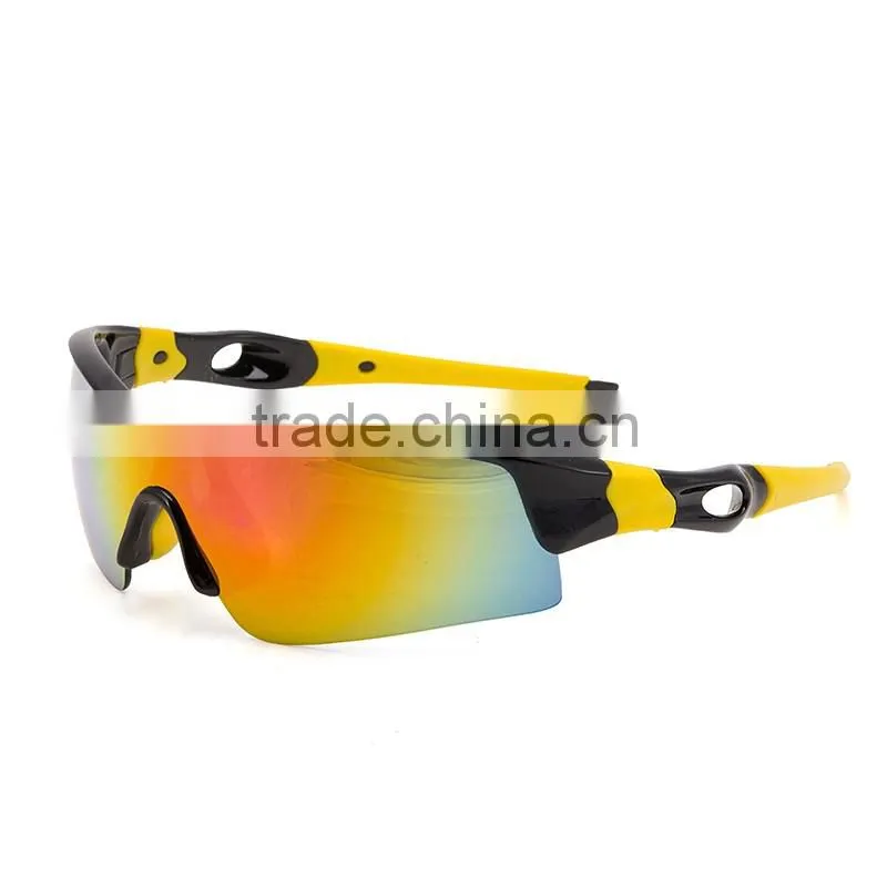 Popular fashional shiny black revo lens anti slip riding sunglasses