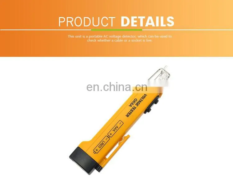 Non Contact AC Voltage Tester, Pen Voltage Detector 100~1000 Vac at 50/60Hz with Built-in flashlight and Vibrate hint
