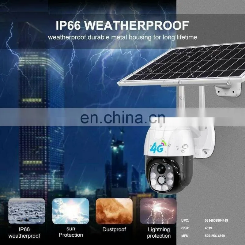 360 Wireless Surveillance PTZ IP Camera Solar Powered CCTV Security Cameras 4G Outdoor Solar Power Wifi Battery Camera V380
