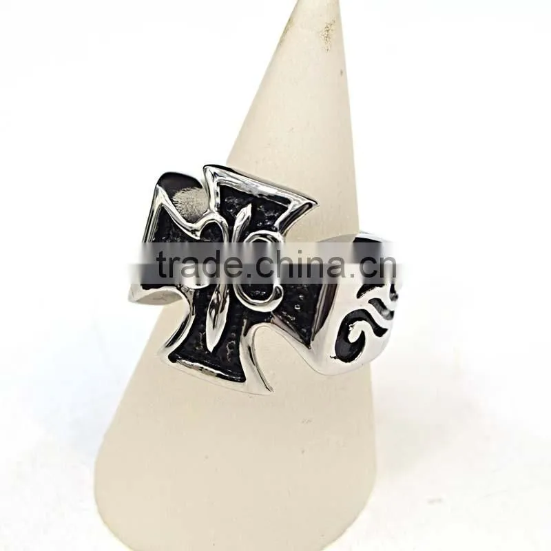 Classic design Custom Made Stainless Steel Ring Men's Cross rings