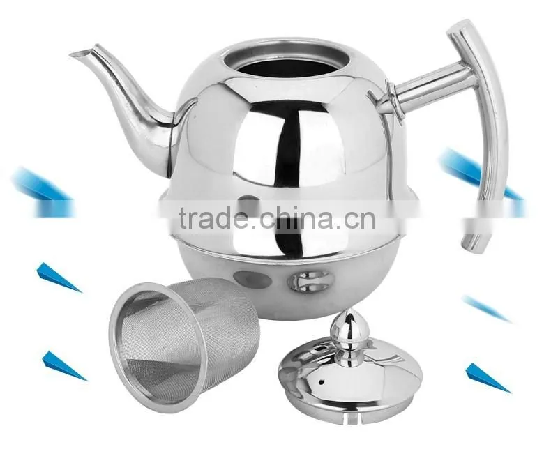 1.0L stainless steel bell-shaped teapot with tea strainer/ boiling tea kettle