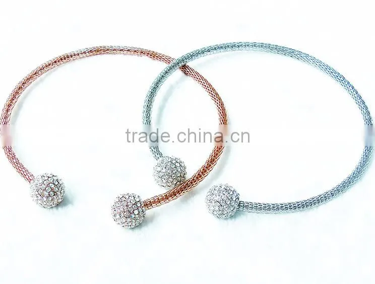 Europe and America fashion high-grade open collar crystal ball pendant necklace