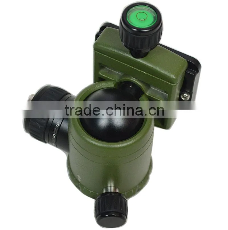 Camera tripod head with dual-level aluminum damping ball head