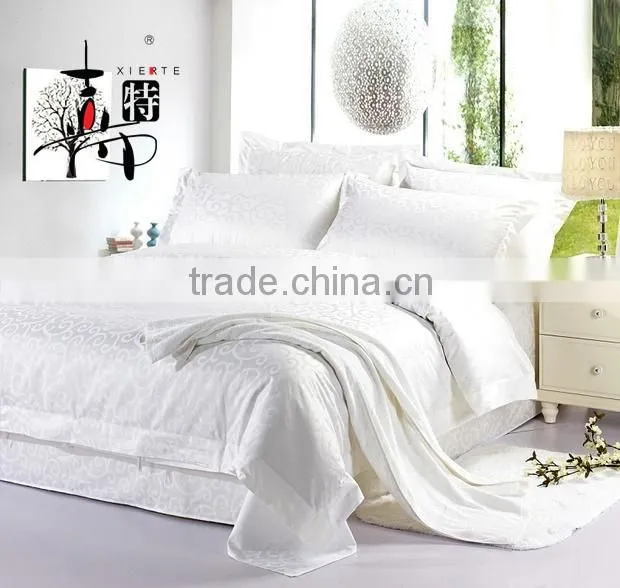 100% cotton luxury white jacquard new design hotel bedding set