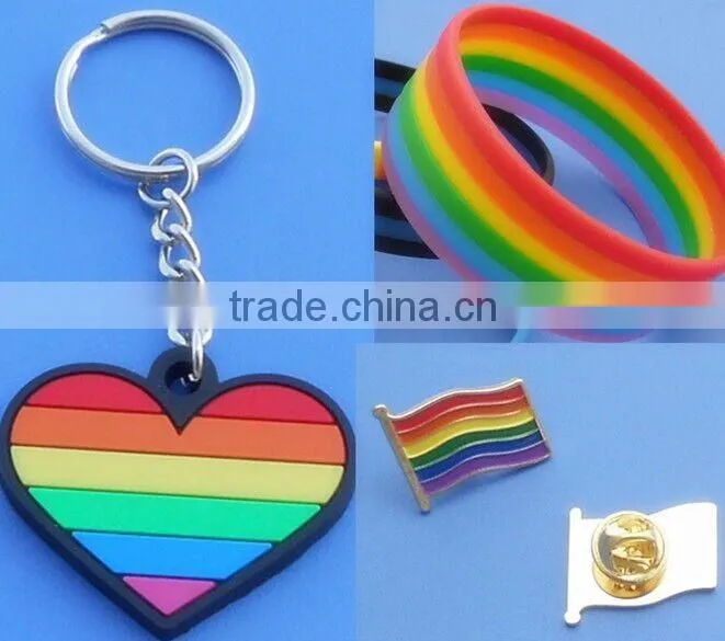 Rainbow Pride Heart Charm Gay Lesbian Pride Heart Shape Pendant Keychain