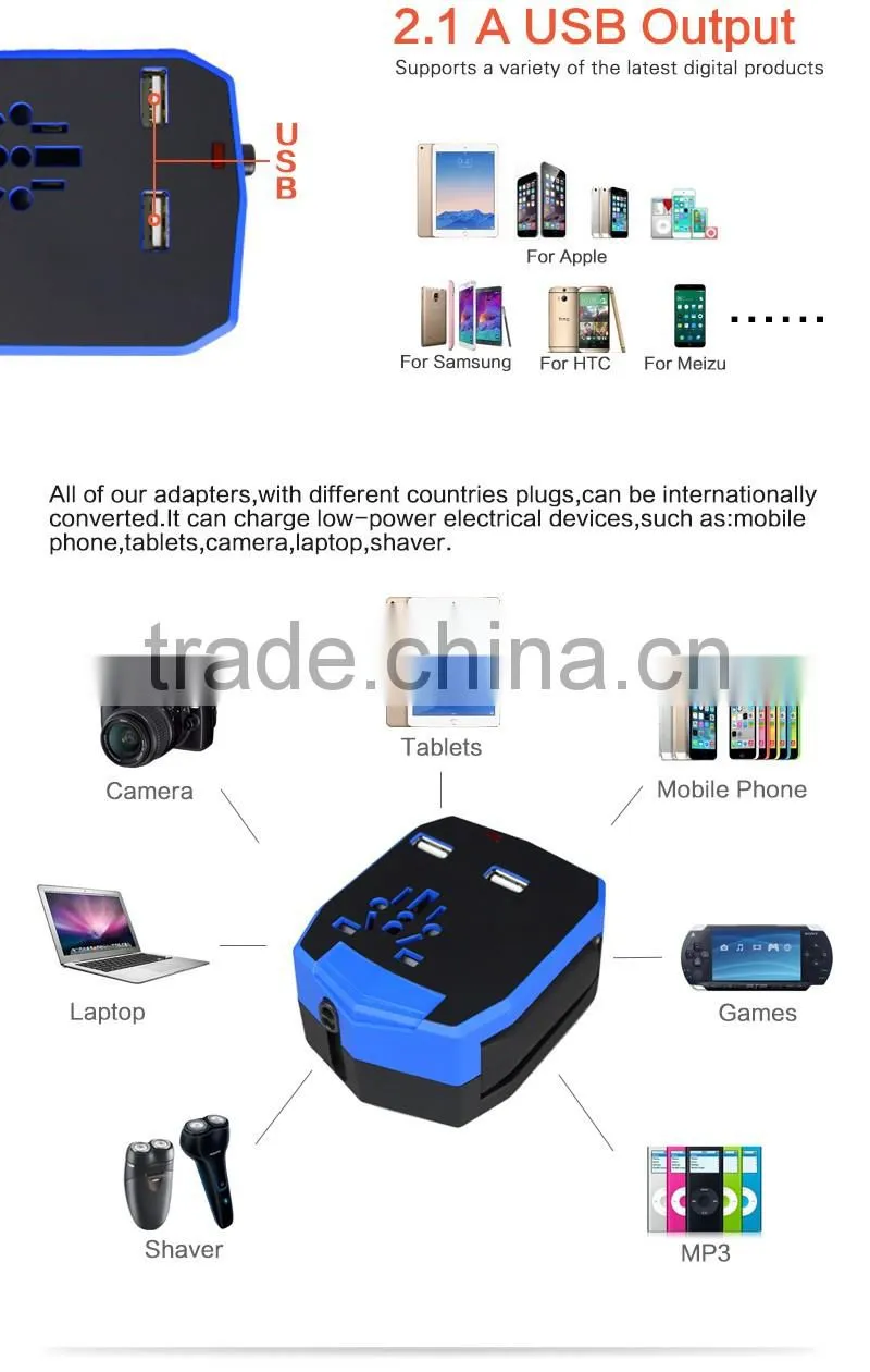 Crazy All-in-1 Universal Travel Power Plug Adapter Charger Car Charger for US, EU and All Countries