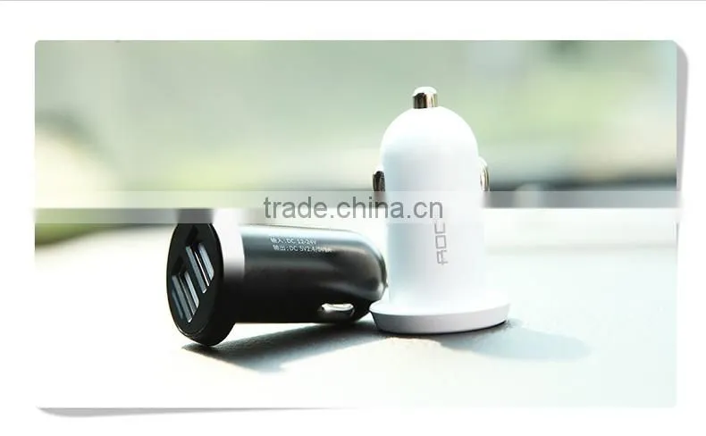 Ditor Series Car Charger Kit for Universal Mobile Phone Original Rock 2.4A Fashion Double Car Charger MT-5578