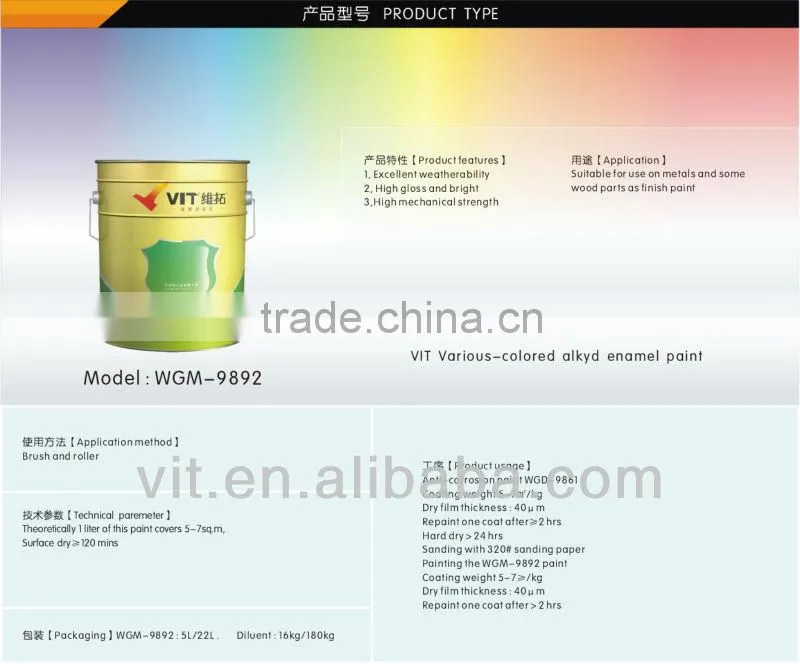 VIT high quality alkyd enamel paint for wood
