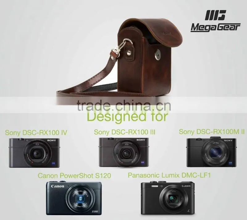 2016 Factory Vertical Protective Dark Brown Leather Camera Case