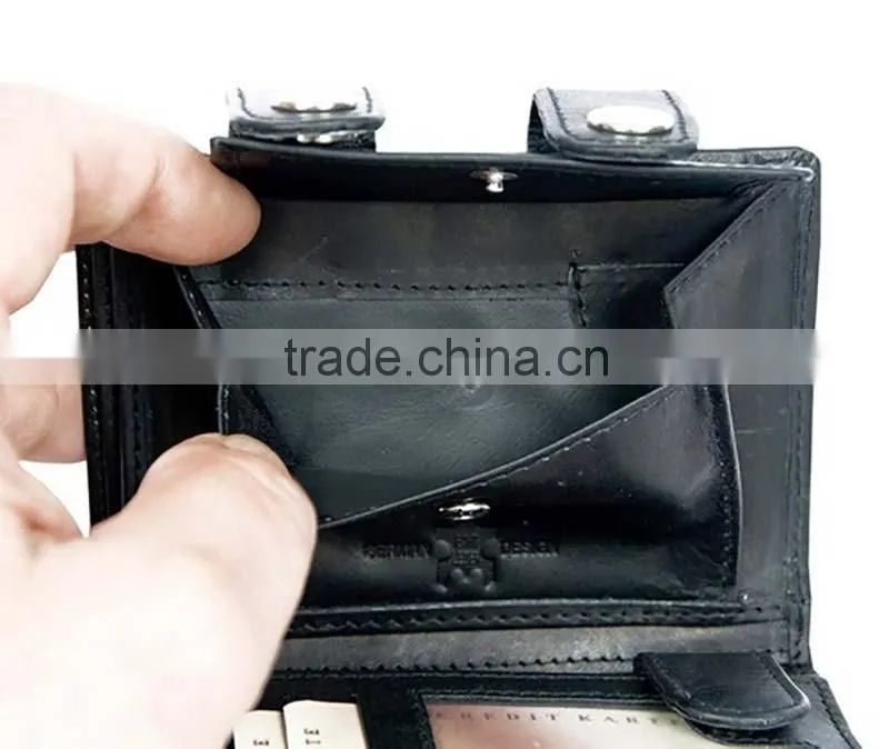 German Trifold Design Men's Biker Chain Wallet With ID Card Holder