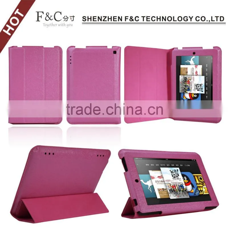 Ultra-thin PU three folding kids friendly case for Amazon Kindle Fire HD 7 cover
