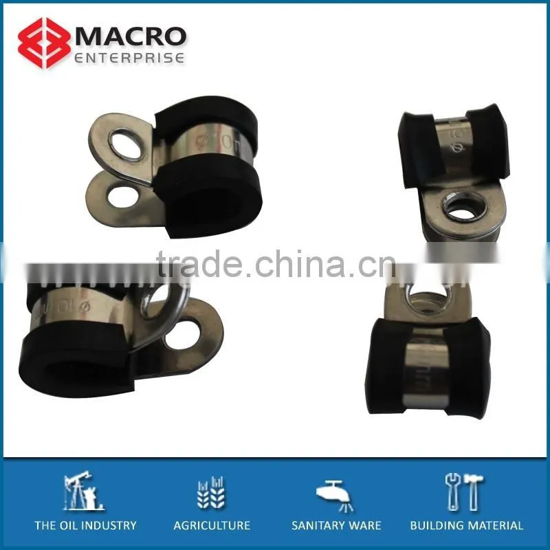P type hose clip with rubber lining