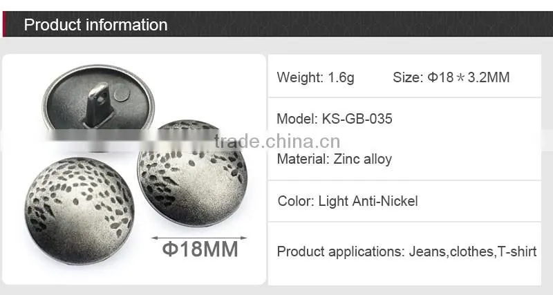 Hot Sale Custom Metal Sewing Buttons For Coats