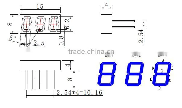0.25" digital products small 7 segment led display 3 digit
