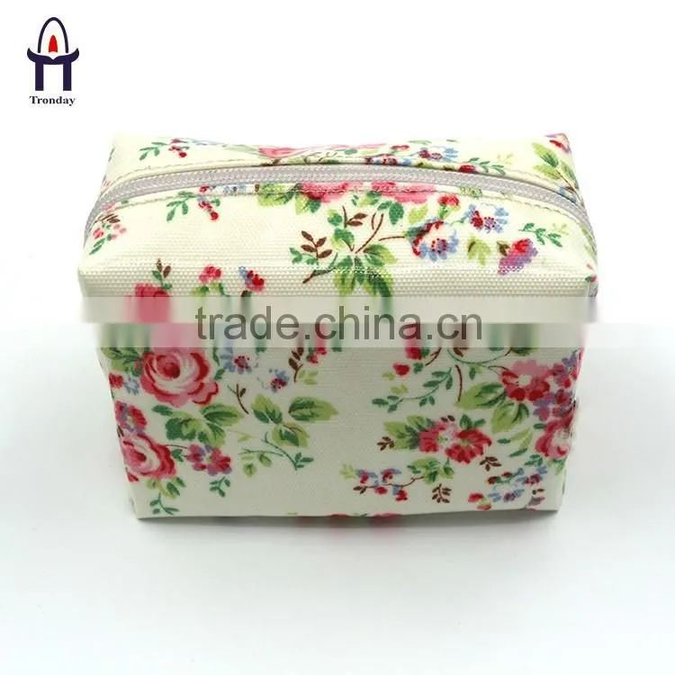 Coated non-woven fabrics with flower printing cosmetic bag, waterproof make up bag