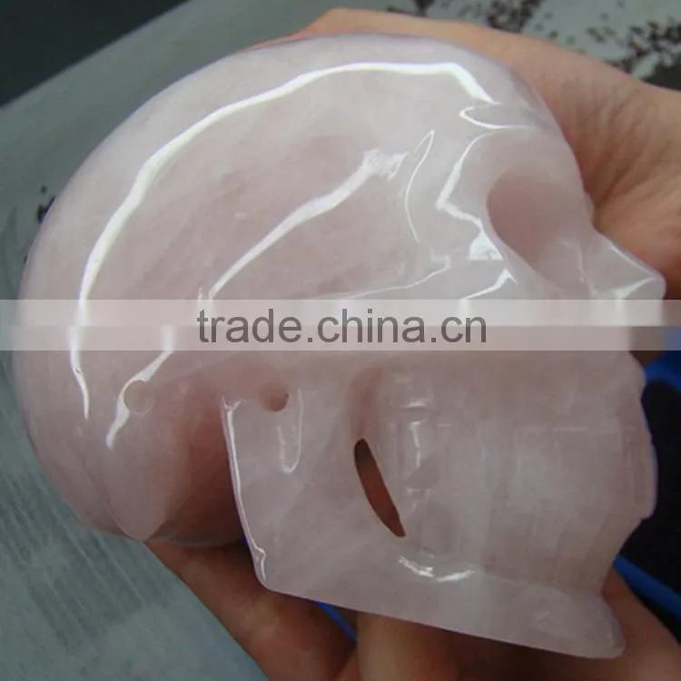 Wholesale big size 5" rose quartz skull carving
