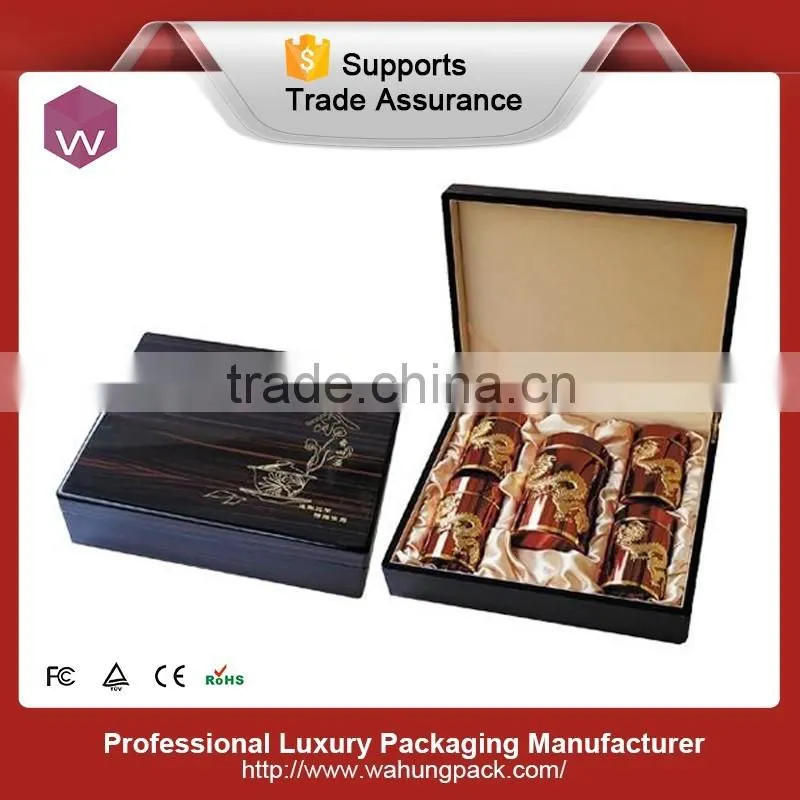 wooden tea box with 6 compartments,clear lid wooden tea box