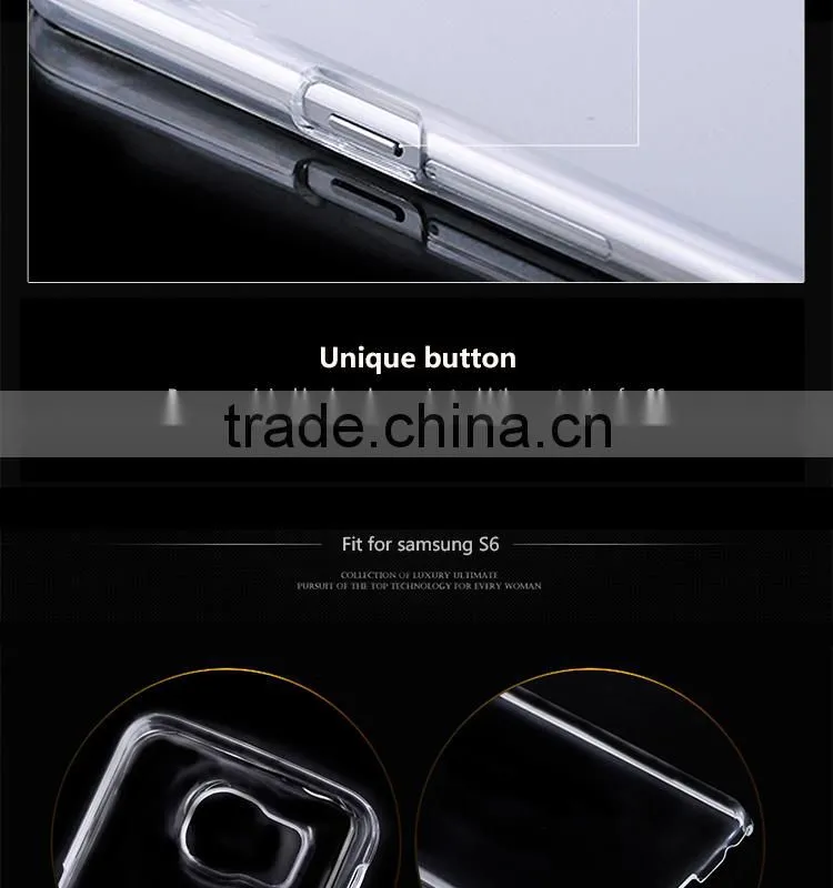 Wear resistant epoxy glue case for Samsung s6 Transparent cover