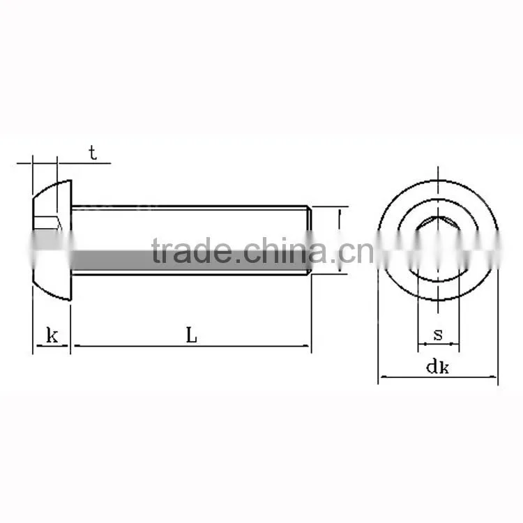 Pan Head Hex Socket Screw Stainless Steel Round Head Hex Socket