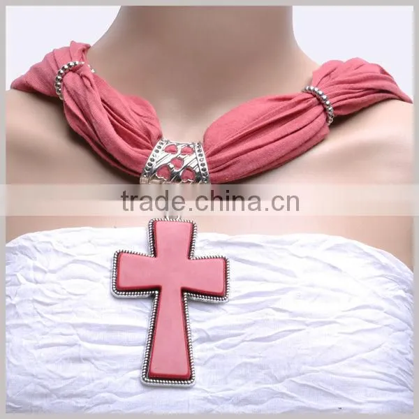 Spring fashion Skull Penant scarf with antique cross necklace