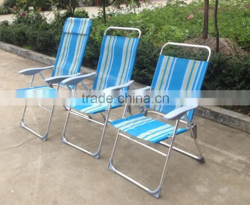 5 adjustable positions folding aluminum beach chair with a pillow