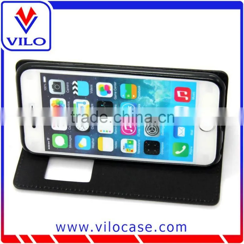 Combo color Leather flip case for iphone 6s with window