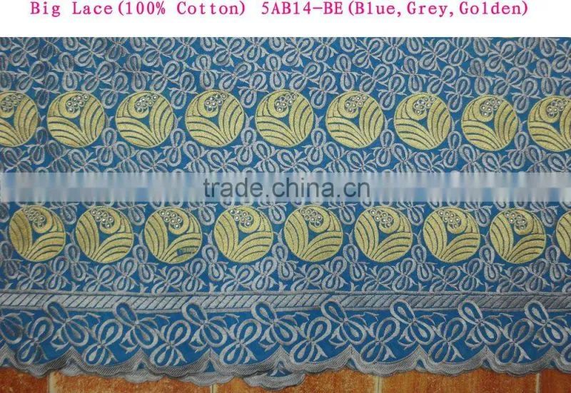 Fashion design with rhinstones textil cotton fabric /100% cotton big lace for girl dress