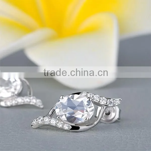 Wholesale 925 sterling silver gemstone stud earring