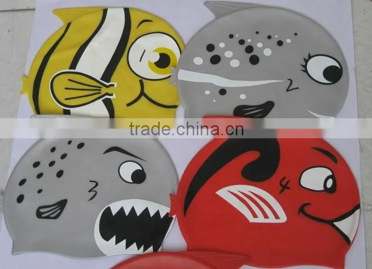 Women Men Kid Fish Shark Cartoon design silicone shark swimming caps