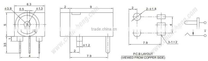 Mini dc power jack 3 pin DC-003A