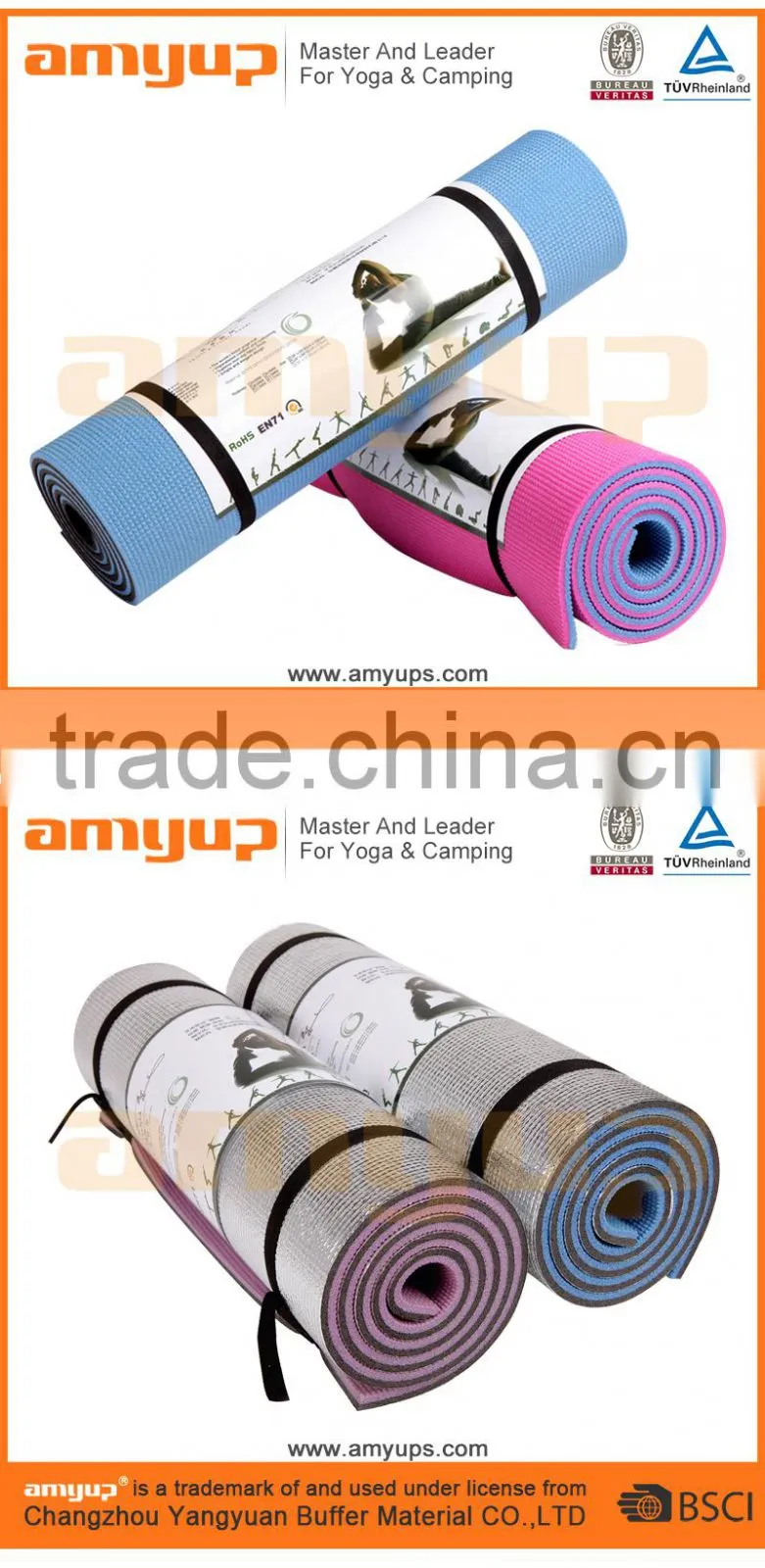 XPE Camping Yoga Exercise roll Mat with two tone color