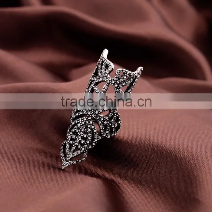 2015 china wholesale Ashine brand Europe&America Fashion simple hollow statement gunblack silver ring