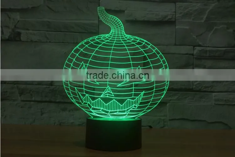 Christmas Gift !3D illusion bulbing Night Light Lamp 7 Color Change Touch Switch Novelty Pumpkin mini light For Hallowen