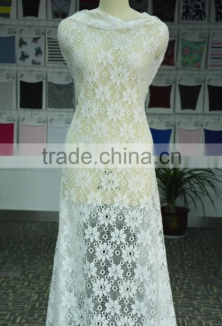 bride dress made by bulk nylon fabric and white lace fabric