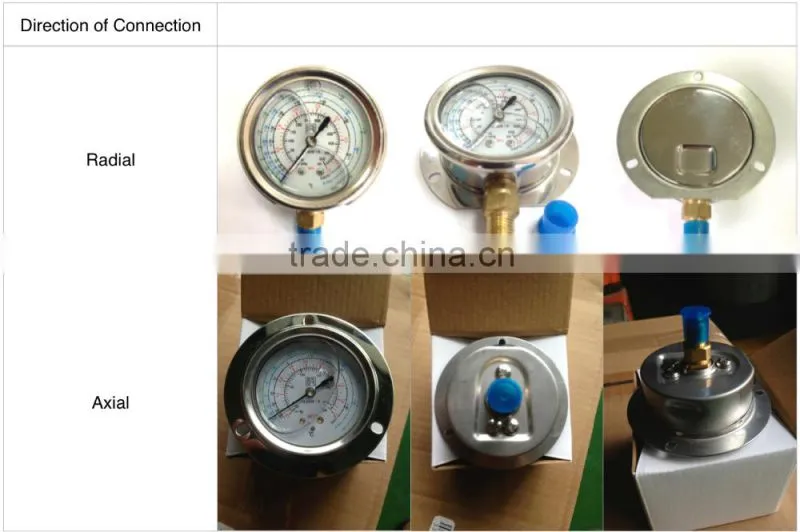 Sanrong Refrigerant Pressure Gauge for Air Conditioner, Low High Oil Filled Pressure Gauge for Refrigeration