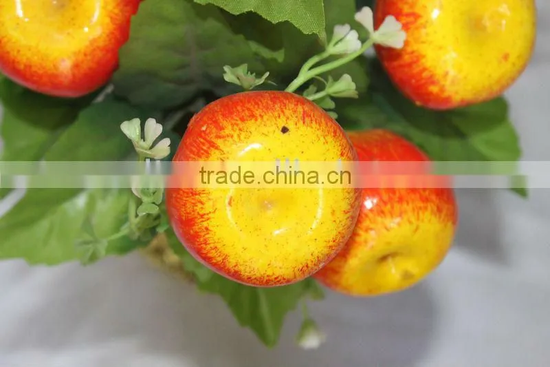 home decoration,12 heads yellow-red bulk cheap artificial foam apple plants making