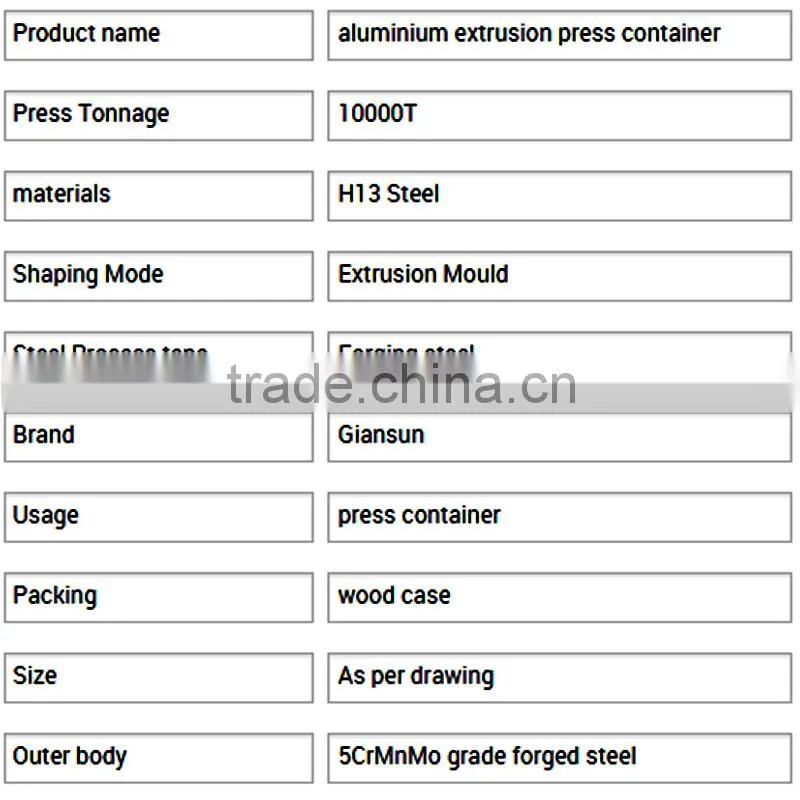 10000T aluminium extrusion press extrusion container/ extrusion container /press container /extrusion machine container