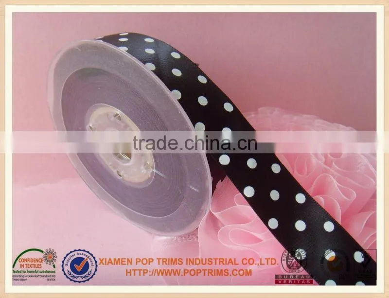 Polka dot printed satin ribbon for cake decoration