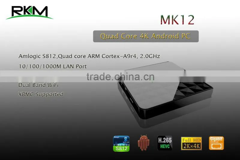 Rikomagic RKM AmlogicS812 quad core 4K android4.4 media player Dual band WIFI 1000M LAN bluetooth4.0-MK12