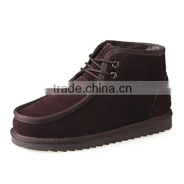 Soft leather warm fur linined men european style snow boots