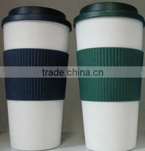 16 Oz Plastic Insulated Coffee Mug With sleeve