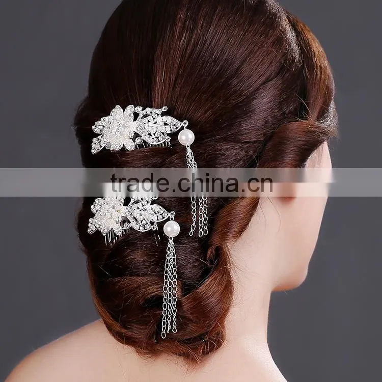 tassels wedding cheap personalized hair comb holder